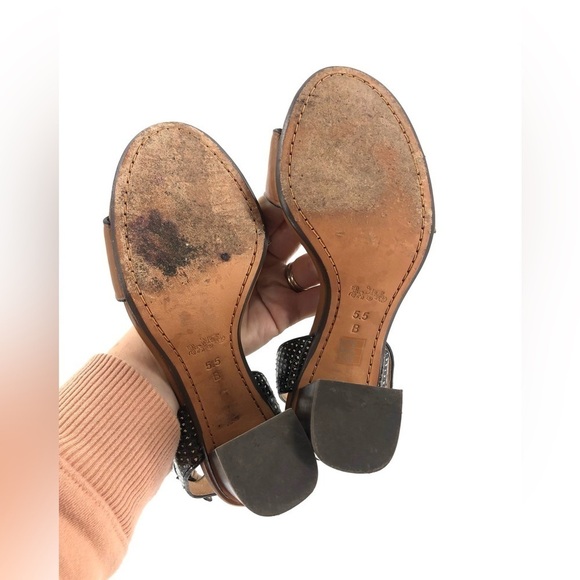 Coach Paige Chunky Heels With Snakeskin Brown Leather Ankle Strap Sandals Sz 5.5 - Picture 8 of 11